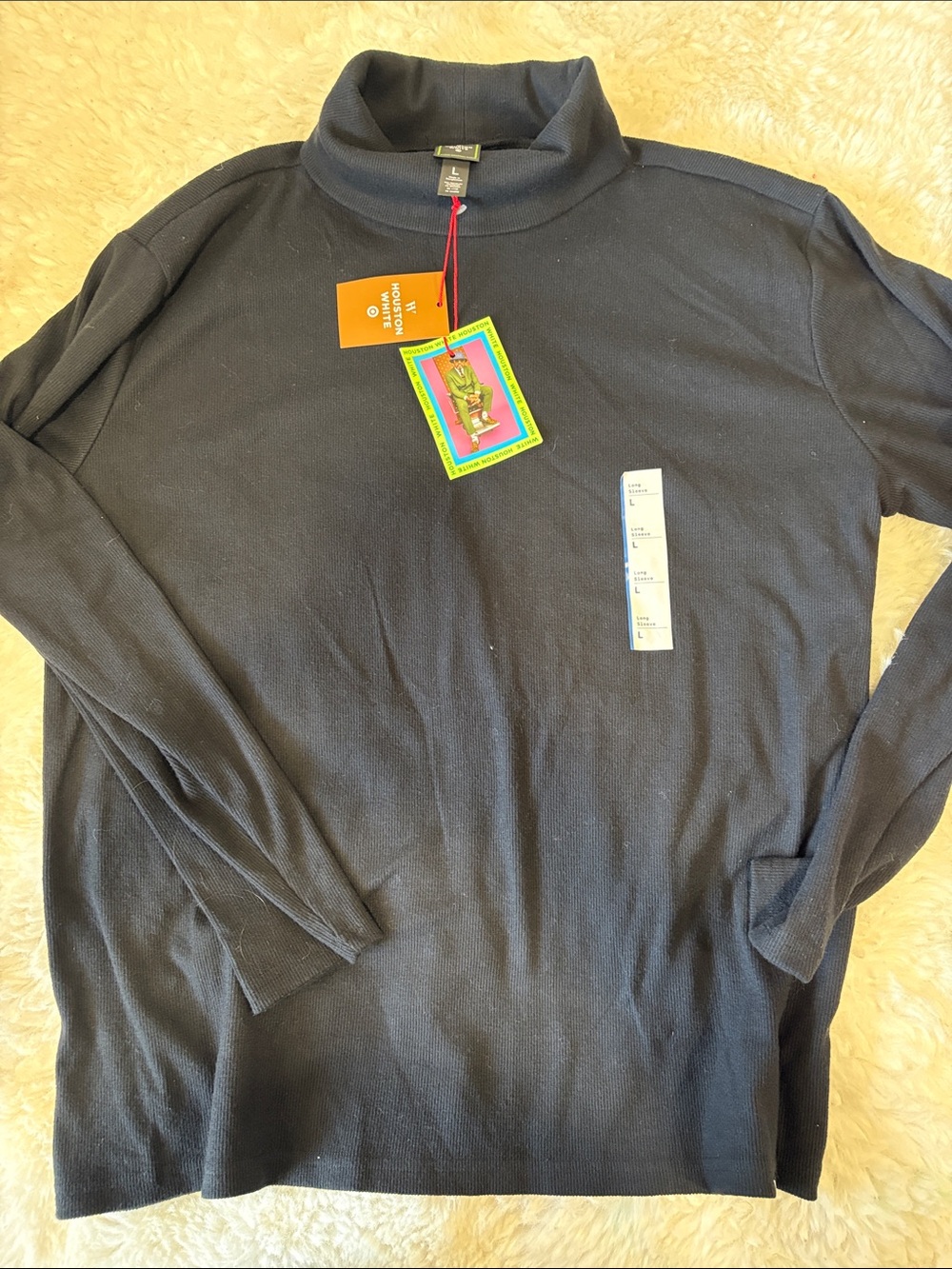 Men's Black Mock Neck Long-Sleeve Pullover